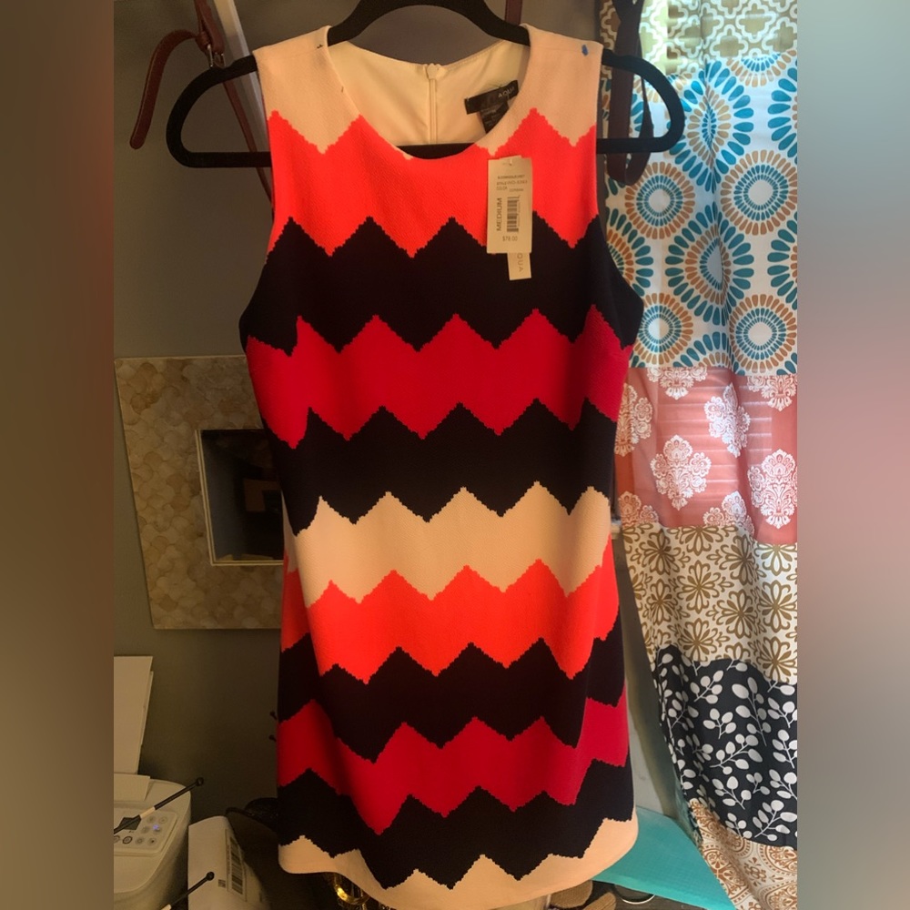 Aqua Bloomingdale’s Chevron Pattern A line dress